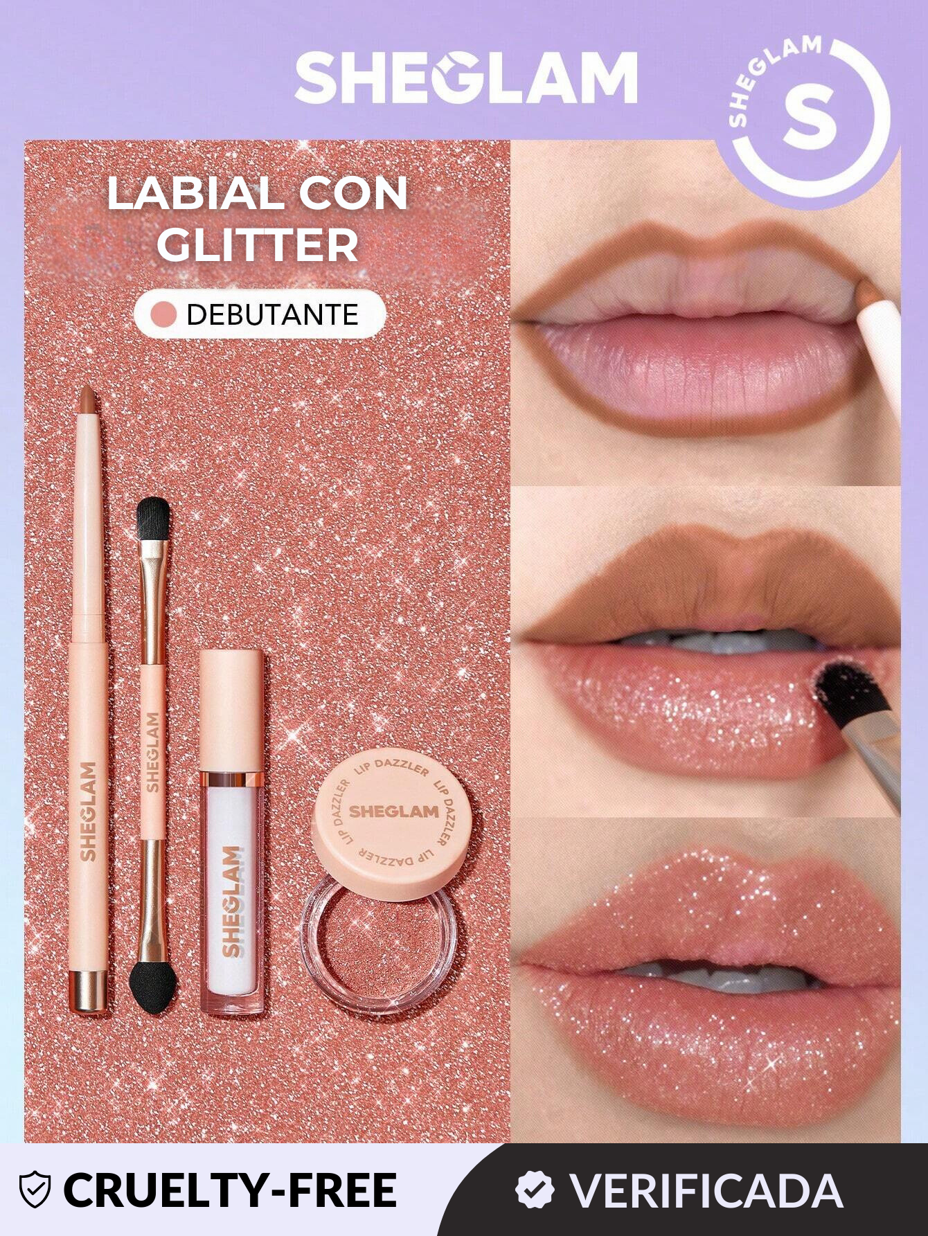 Kit Delineador Labial con glitter