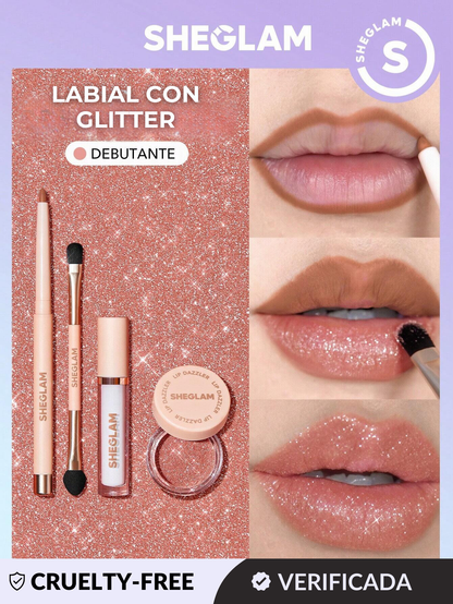 Kit Delineador Labial con glitter