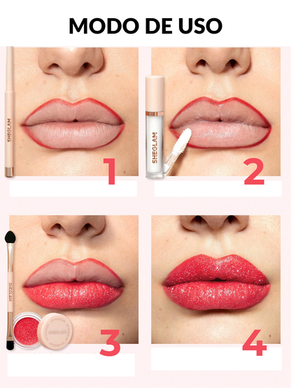 Kit Delineador Labial con glitter